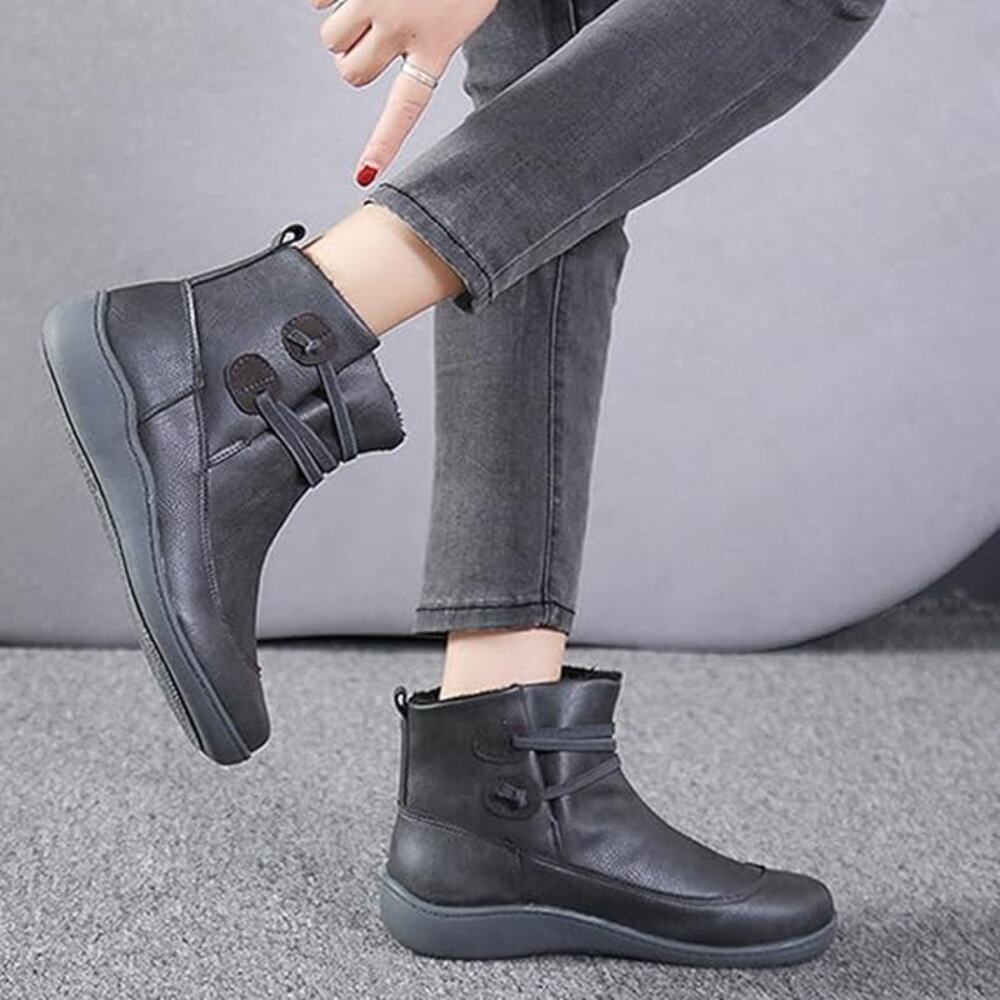 Women Ankle Boots Low Heel Slip on Comfortable Booties Gray Size 8US / 39CN - Picture 12 of 12